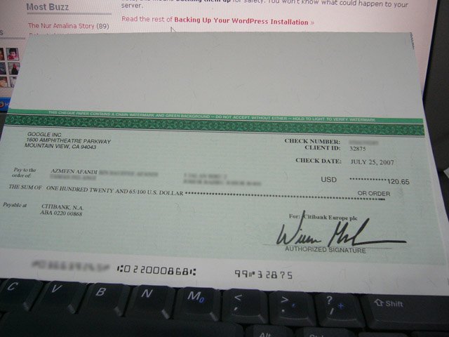 Birthday AdSense Cheque